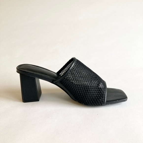 14TH & Union Black Fabric Leather Square Toe Heel Sandals size 8.5 - Picture 6 of 15